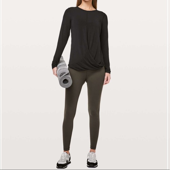 Lululemon Black Serene Saturday Long Sleeve Top T-Shirt Sz 4 - Picture 6 of 9